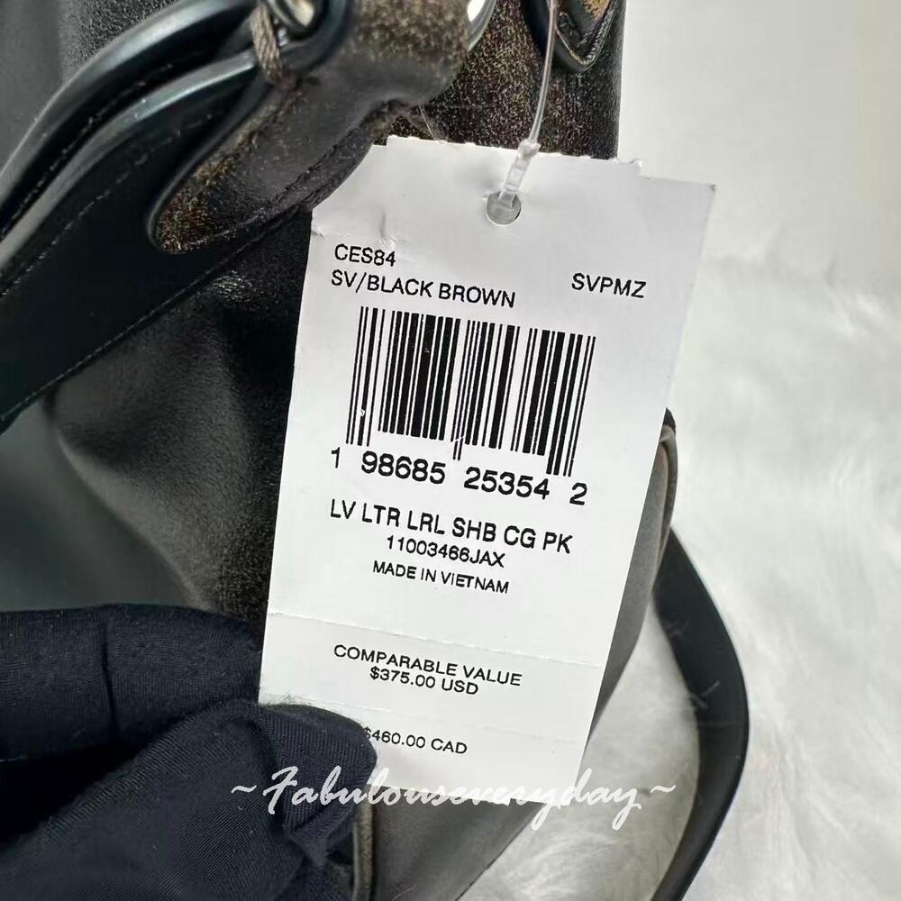 Coach Laurel Shoulder Bag With Pockets In Loved Leather/Silver/Black Brow CES84 - Picture 6 of 9